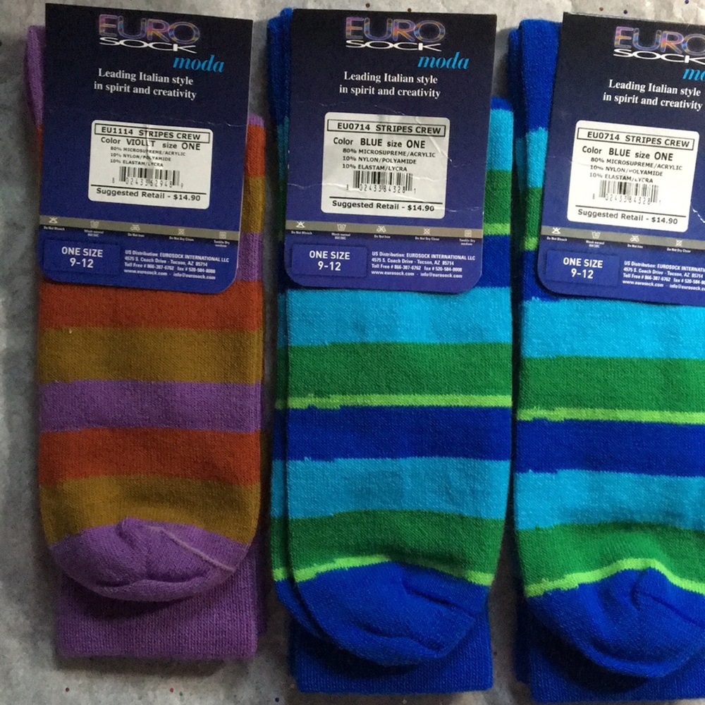 3 Pairs EURO SOCK MODA men’s Socks Sz 9-12